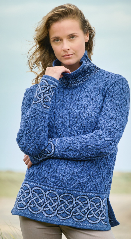 Jacquard sweater med krave. Havregryn - Billede 2
