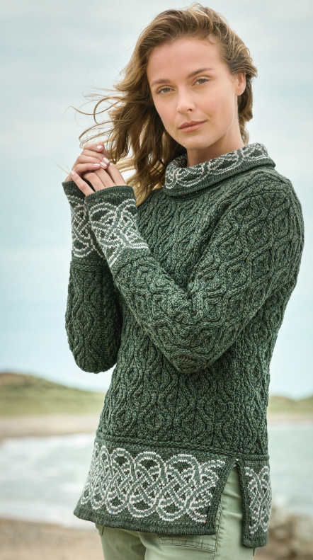 Jacquard sweater med krave. Havregryn - Billede 3