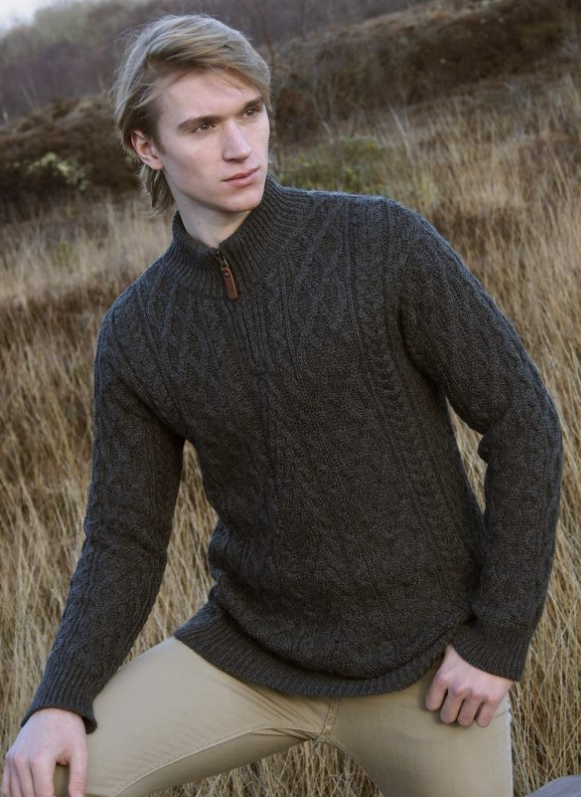 Sweater m. lynlås. Trækul